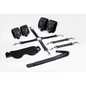 Набір Feral Feelings BDSM Kit 5 Black, наручники, поножі, хрестовина, маска, падл