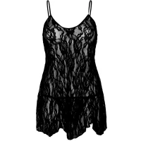 Сорочка бебі-дол Leg Avenue Rose Lace Flair Chemise Black, One Size — Переглянути зображення 3