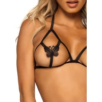 Еротичний комплект з відкритою чашкою Leg Avenue Open cup bra and pearl panty One Size Black — Просмотреть изображение 4