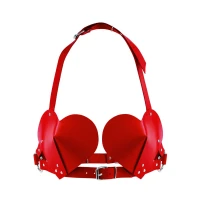 Ліф Серце з натуральної шкіри Feral Feelings - Hearts Bra Red — Переглянути зображення 1