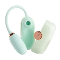 Вакуумний кліторальний стимулятор Otouch Louis Vibrate Teal з віброяйцем, у кейсі — Переглянути зображення 1
