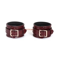 Шкіряні поножі Liebe Seele Wine Red Ankle Cuffs, знімний ланцюжок-кріплення — Переглянути зображення 1