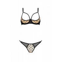 Еротичний комплект Passion MARINA SET WITH OPEN BRA, L/XL, beige, відкриті чашки