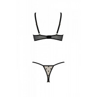 Еротичний комплект Passion MARINA SET WITH OPEN BRA, L/XL, beige, відкриті чашки