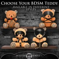 Плюшевий ведмедик HOODED Teddy Bear БДСМ у шкіряному капюшоні з повідцем, 23x16x12 см — Переглянути зображення 5