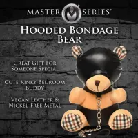 Плюшевий ведмедик HOODED Teddy Bear БДСМ у шкіряному капюшоні з повідцем, 23x16x12 см — Переглянути зображення 4