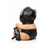 Плюшевий ведмедик HOODED Teddy Bear БДСМ у шкіряному капюшоні з повідцем, 23x16x12 см — Переглянути зображення 3