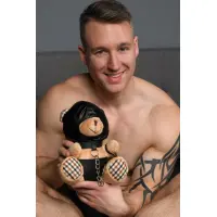Плюшевий ведмедик HOODED Teddy Bear БДСМ у шкіряному капюшоні з повідцем, 23x16x12 см — Переглянути зображення 8