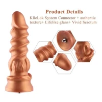 Фалоімітатор для секс-машин Hismith Spiral Grain Silicone Dildo Monster Series, спіральний рельєф — Переглянути зображення 3
