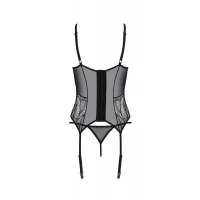 Корсет Passion LEAFA CORSET black S/M, м'які чашки, затискачі для панчіх, стрінги в комплекті — Переглянути зображення 4