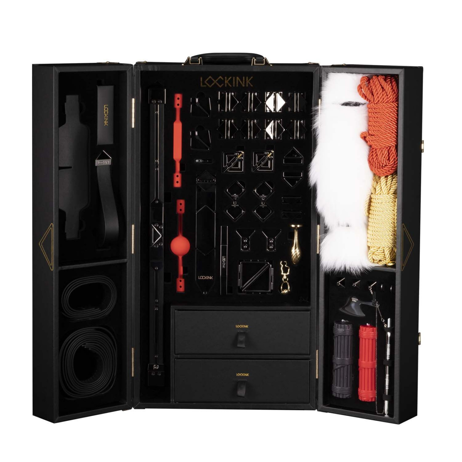 БДСМ-набір LOCKINK All-in-1 BDSM Play Kit, чорний, ремені, маска, кляпи, анальні пробки, свічки