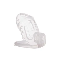 Клітка для пеніса LOCKINK SEVANDA Plastic Penis Chastity Cage, прозора, 3 кільця різних розмірів — Переглянути зображення 5