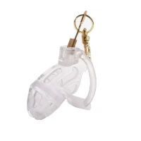 Клітка для пеніса LOCKINK SEVANDA Plastic Penis Chastity Cage, прозора, 3 кільця різних розмірів — Переглянути зображення 3