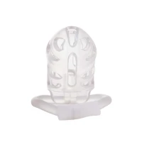 Клітка для пеніса LOCKINK SEVANDA Plastic Penis Chastity Cage, прозора, 3 кільця різних розмірів — Переглянути зображення 4