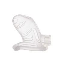 Клітка для пеніса LOCKINK SEVANDA Plastic Penis Chastity Cage, прозора, 3 кільця різних розмірів — Переглянути зображення 6