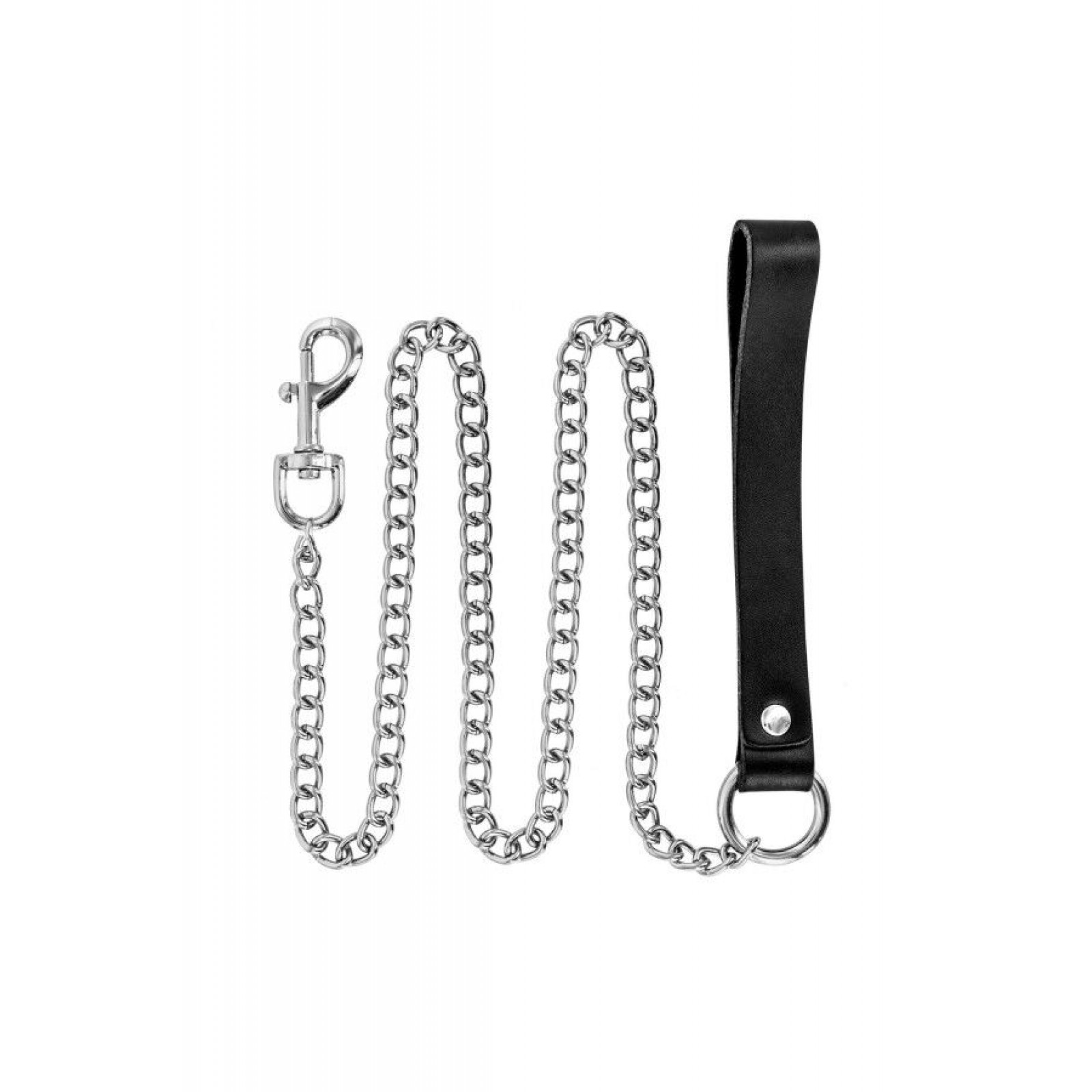 Повідець з натуральної шкіри Fetish Tentation Premium Metal leash with cowhide leather wrist 115 см