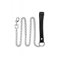 Повідець із натуральної шкіри Fetish Tentation Premium Metal leash with cowhide leather wrist 115 см — Переглянути зображення 1