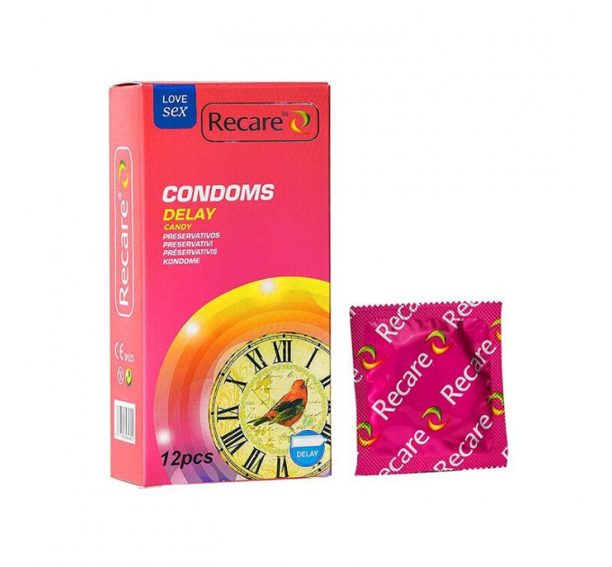 Презервативи Recare Delay Candy Condoms 12 шт, пролонгувальний ефект, цукерковий аромат