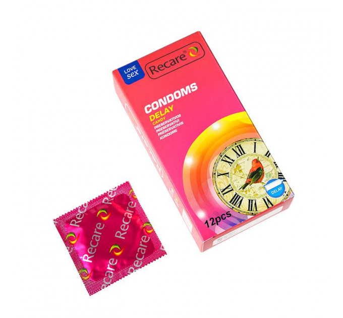 Презервативи Recare Delay Candy Condoms 12 шт, пролонгувальний ефект, цукерковий аромат