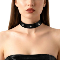 Чокер з шипами Art of Sex - Mistress, колір чорний з ефектом мокрого оксамиту, розмір S Чокер з шипами Art of Sex - Mistress, колір чорний з ефектом мокрого оксамиту, розмір S