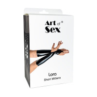 Виниловые митенки Art of Sex - Lora короткие, размер S, цвет черный с эффектом голограммы — Просмотреть изображение 3