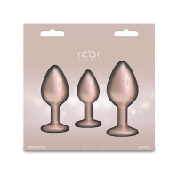 Набір анальних пробок NS Novelties Rear Assets - Trainer Kit - Iridescent Champagne - Clear Gem — Переглянути зображення 4