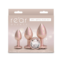 Набір анальних пробок NS Novelties Rear Assets - Trainer Kit - Iridescent Champagne - Clear Gem — Переглянути зображення 3