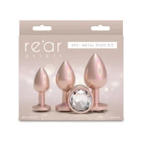 Набір анальних пробок NS Novelties Rear Assets - Trainer Kit - Iridescent Champagne - Clear Gem — Просмотреть изображение 3