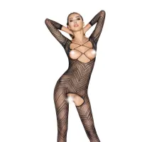 Бодістокінг Passion BS040 black, комбінезон з відкритими грудьми — Переглянути зображення 1