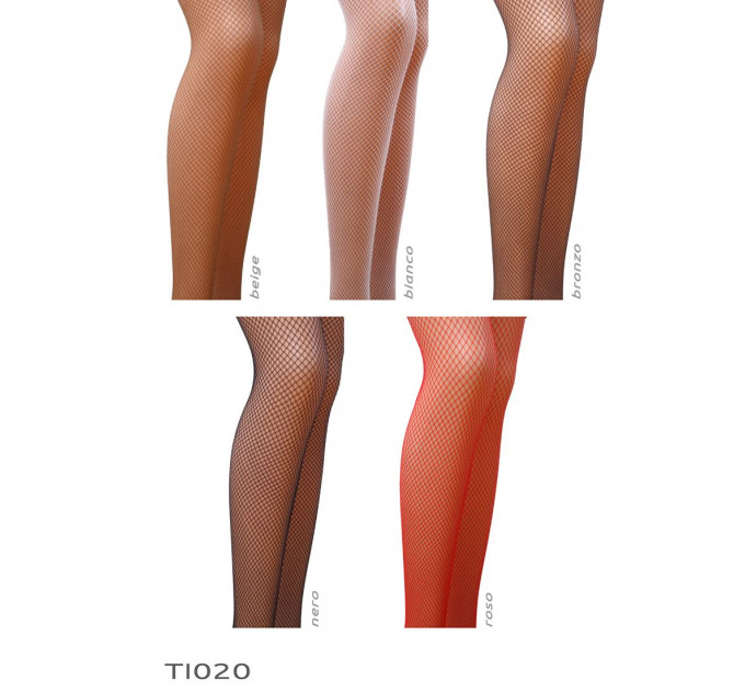 Колготки в сіточку без виділених трусиків Passion TI020 типу Кабаретка 1/2 (fishnet), nero