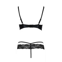 Комплект белья Passion Exclusive NORTH SET L/XL, black, лиф и трусики с элементами под латекс
