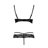 Комплект білизни Passion Exclusive NORTH SET L/XL, black, ліф і трусики з елементами під латекс — Просмотреть изображение 6