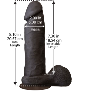 Фалоімітатор Doc Johnson The Realistic Cock 8 inch Black - ULTRASKYN, Vack-U-Lock, діаметр 5,1 см