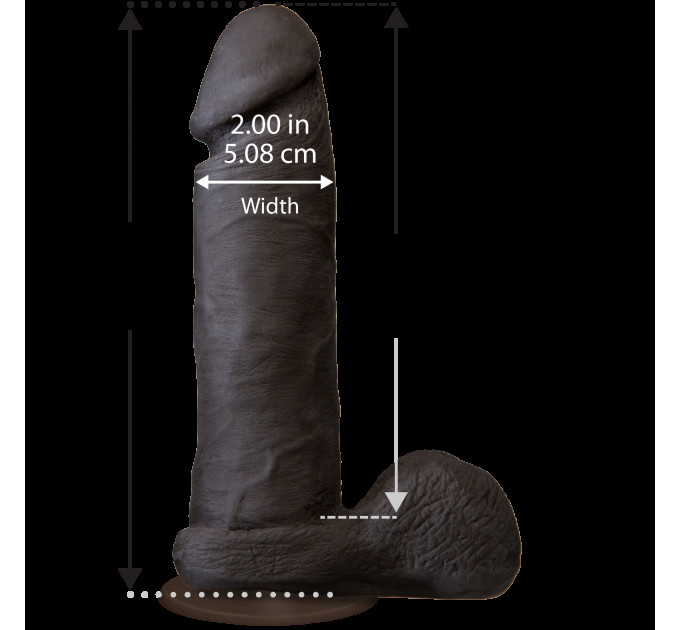 Фалоімітатор Doc Johnson The Realistic Cock 8 inch Black - ULTRASKYN, Vack-U-Lock, діаметр 5,1 см