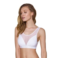 Топ з прозорою вставкою Passion PS002 TOP XL, white — Переглянути зображення 1
