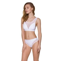 Топ з прозорою вставкою Passion PS002 TOP XL, white — Переглянути зображення 2
