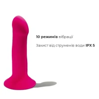 Двошаровий ділдо з вібрацією Adrien Lastic Hitsens 2 Pink, відмінно для страпона, макс діаметр 4 см, — Переглянути зображення 4