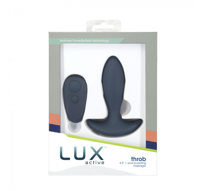 Анальна пробка з пульсацією Lux Active – Throb – 4.5" Anal Pulsating Massager, пульт ДК