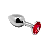 Металева анальна пробка з кристалом Alive Mini Metal Butt Plug Red M — Переглянути зображення 1