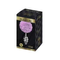 Металева анальна пробка Кролячий хвостик Alive Fluffy Twist Plug S Purple, діаметр 2,9 см — Переглянути зображення 2