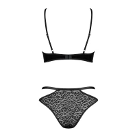 Еротичний комплект під латекс зі стрепами Obsessive Bagirela 2-pcs set S/M, чорний, під леопард, бюс — Переглянути зображення 9