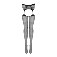 Сітчасті панчохи-стокінги з візерунком на сідницях Obsessive Garter stockings S232 S/M/L, чорні, імі — Переглянути зображення 5