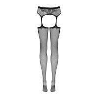 Сетчатые чулки-стокинги с узором на ягодицах Obsessive Garter stockings S232 S/M/L, черные, имитация Сетчатые чулки-стокинги с узором на ягодицах Obsessive Garter stockings S232 S/M/L, черные, имитация