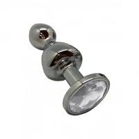 Металева анальна пробка Wooomy Lollypop Double Ball Metal Plug L, діаметр 3,5 см, довжина 10,5 см — Переглянути зображення 1