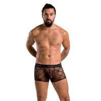 Чоловічі прозорі боксери Passion 032 SHORT JAMES XXL/XXXL Black, сітка — Переглянути зображення 3