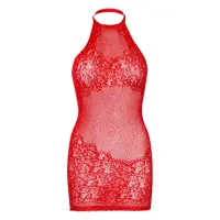 Сукня-сітка зі стразами Leg Avenue Rhinestone halter mini dress Red, відкрита спина, One Size — Переглянути зображення 11
