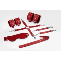 Набір Feral Feelings BDSM Kit 5 Red, наручники, поножі, хрестовина, маска, падл — Переглянути зображення 1