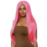 Перука Leg Avenue 33″ Long straight center part wig neon pink — Переглянути зображення 1