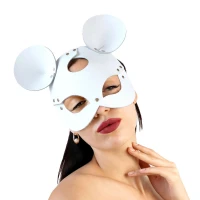 Шкіряна маска мишки Art of Sex - Mouse Mask, колір Білий — Переглянути зображення 1
