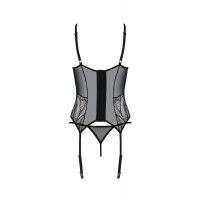 Корсет Passion LEAFA CORSET black, XXL/XXXL, мягкие чашки, зажимы для чулок, стринги в комплекте
